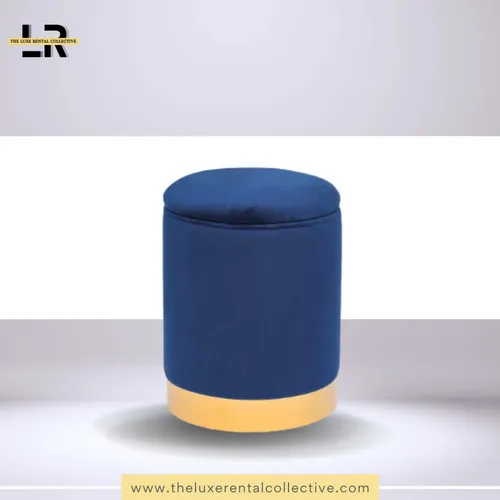 Blue Velvet Ottoman Seat (SH)