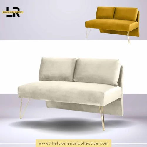 Luxury Slim Back Loveseat Sofa Available in Ivory & Gold (SH)