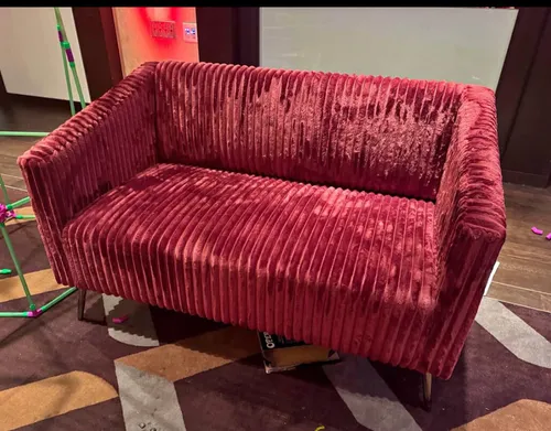 Red Corduroy Teddy Bear Loveseat Sofa