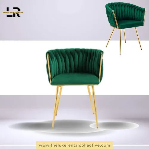 Green and Gold Velvet Chair (R) 