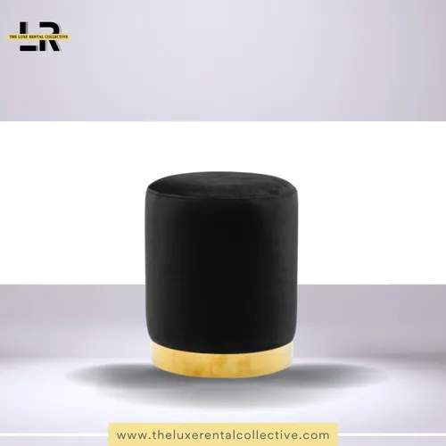 Black and Gold Velvet Ottoman Seat (R)