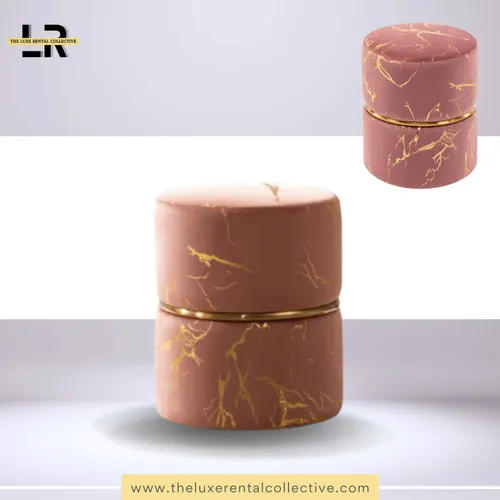 Pink Velvet Luxe Ottoman Seat (SH)
