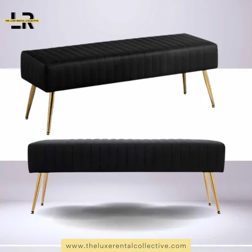 Gold & Black Velvet Bench Sofa (SH)