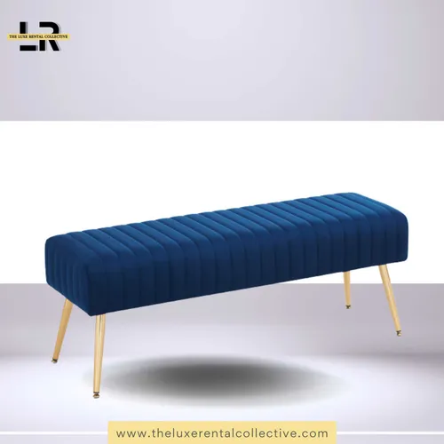 Navy Blue Velvet Bench Sofa (SH)