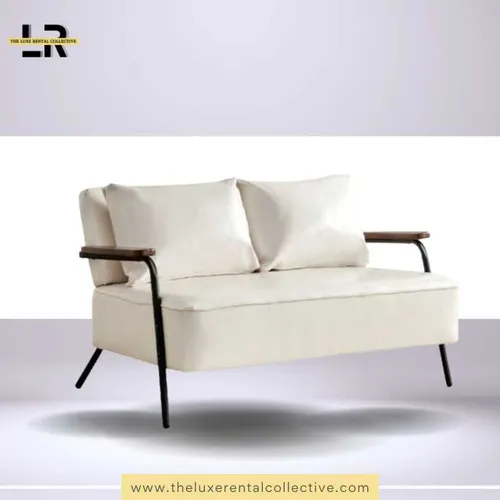 Leather White Mini Loveseat Sofa (SH)