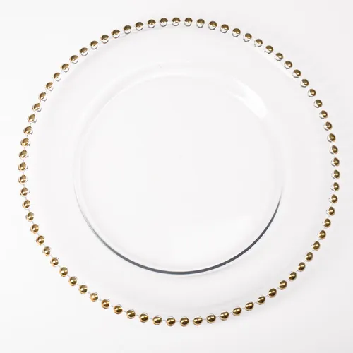 Gold Bead Clear Charger Plate