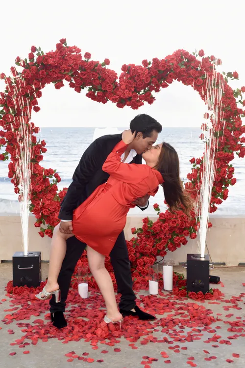 Red Rose Heart With Sparklers