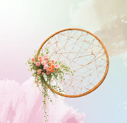 Element suspendat Cerc decorat flori