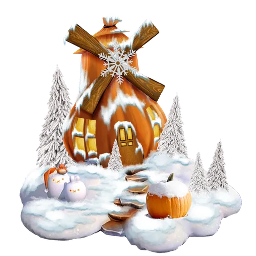 Scenery Snowy Windmill House