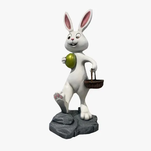 Figurina iepure 1,8m cu ou si cos in mana