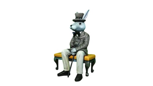 Figurina Iepure cu baston asezat pe banca 1,8 x 2m