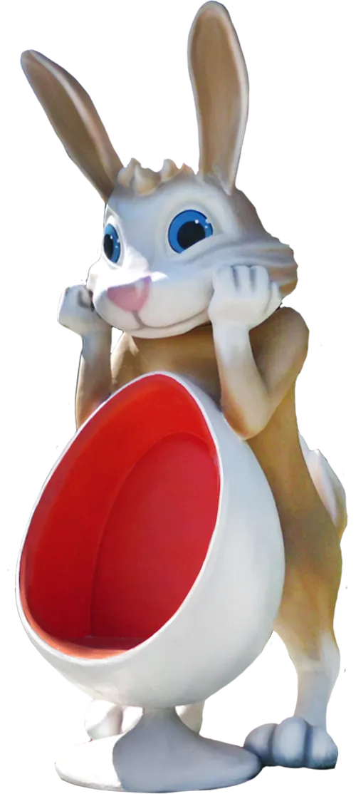 Figurina Iepure cu Scaun ou Alb/Rosu 3m 