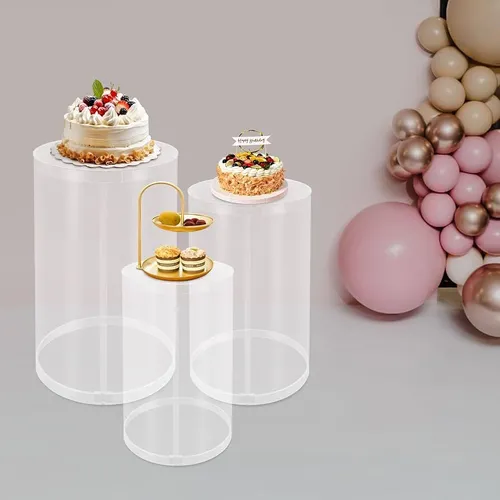 Acrylic Cake/Flower Round Plinth Transparent