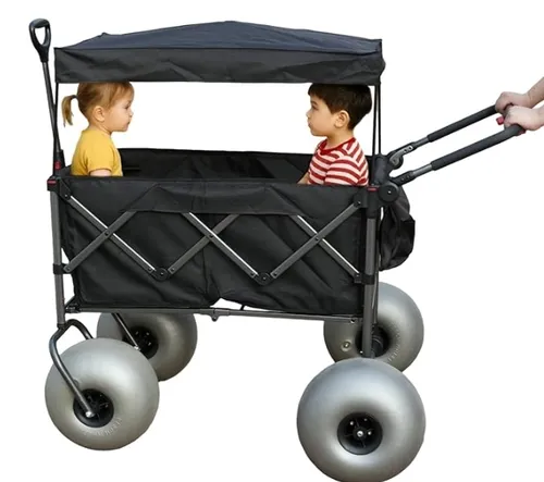 Beach Wagon With Balloon Wheels + Removable Canopy