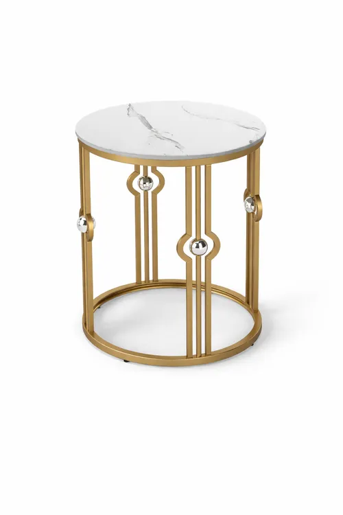 Gold Accent Table with Marble Top