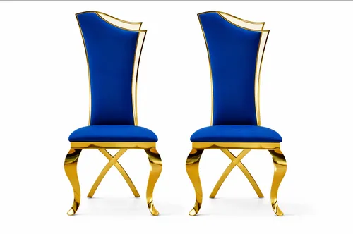 Blue Luxe Dining Chair with Gold Frame