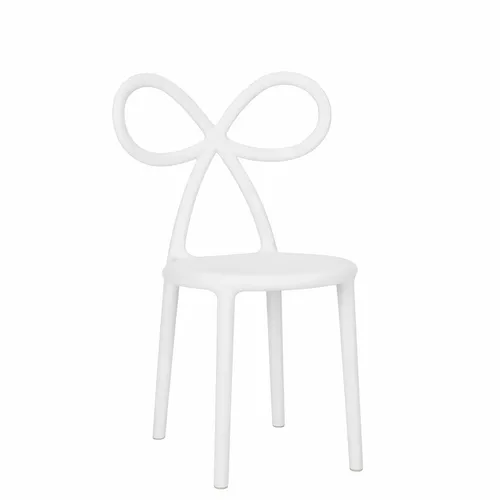 Kids White Bow Resin Chair