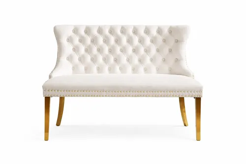 White and Gold Highback Bench