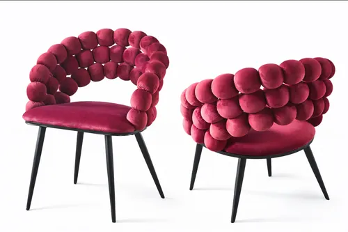 Velvet Fuchsia Puffy Bubble Dining Chair