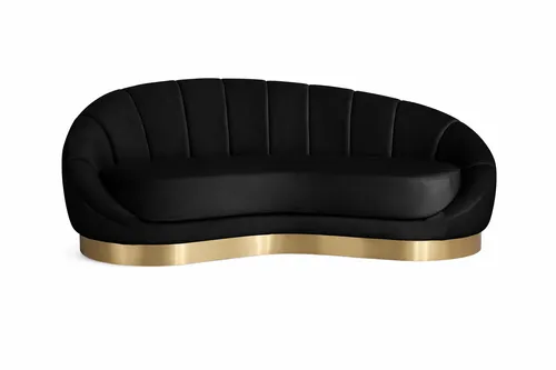 Black Velvet Curved Loveseat