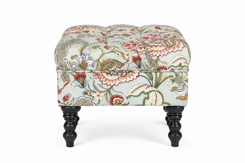 Floral Design-Luxurious Linen Upholstered Ottoman 