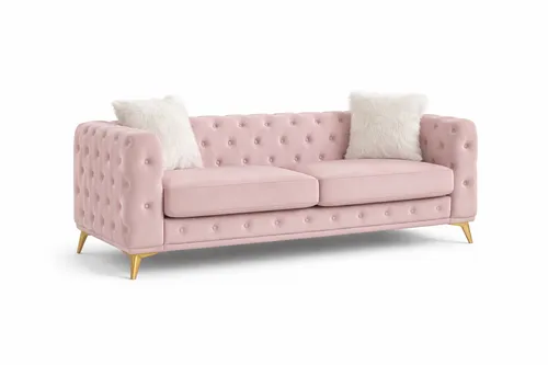 Pink Velvet Tufted Sofa