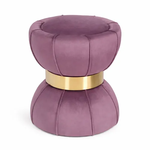 Wide Velvet Ottoman with Gold Band