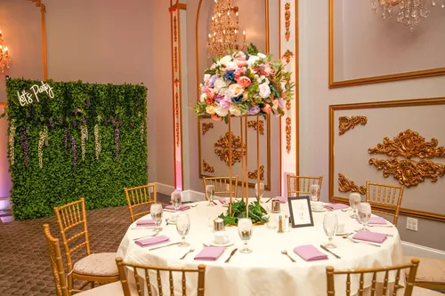 Large Pink, Purple, Light Orange and White Garden Flower Ball Centerpiece