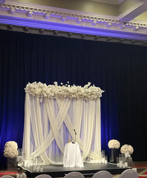 White Rose & White Cherry Blossom with Drapery 8x8ft