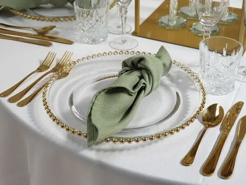 Clear Acrylic Charger with Gold Beaded Rim