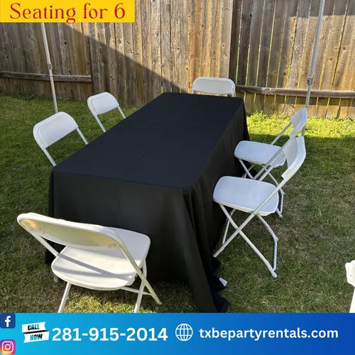 White Folding Chair Table 6ft Set