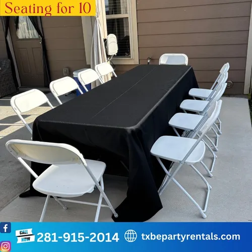 White Folding Chair Table Set 10 Guests