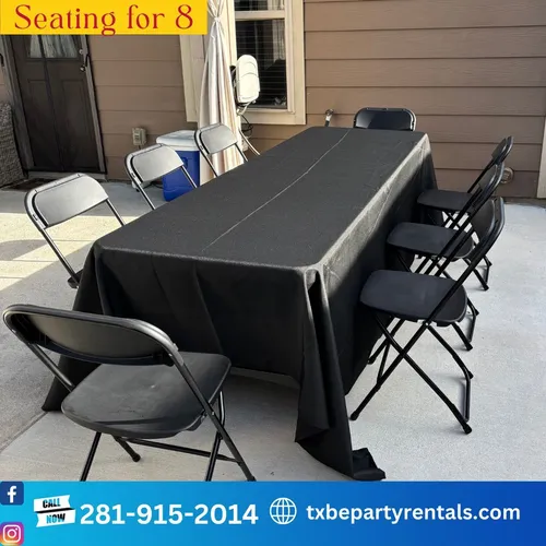 Black Folding Chair Table 8ft Set