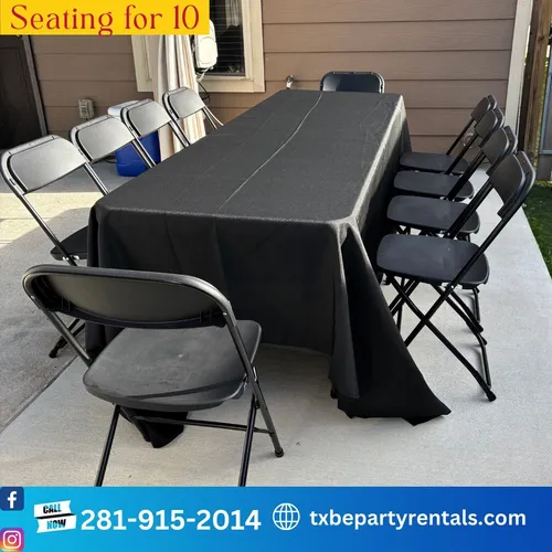 Black Folding Chair Table Set 10 Guests