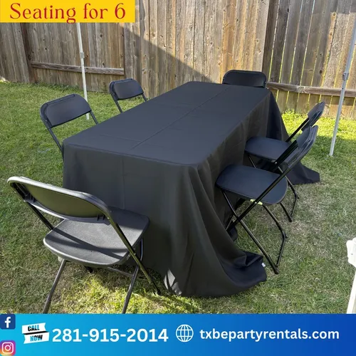 Black Folding Chair Table 6ft Set