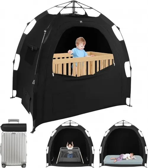 Blackout Tent for Pack N Play: Portable Baby Sleep Pod with 1-Click Setup