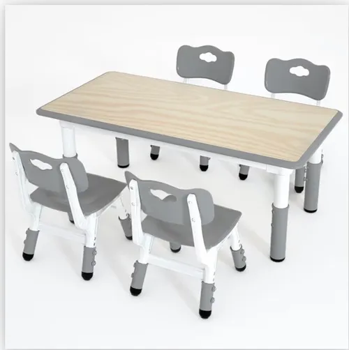 Kids Table and 4 Chairs Set, Height Adjustable Children Table & Chair