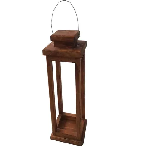 LN025 Wooden Rustic Lantern - Tall