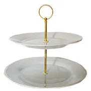 DS112 Dessert Stand - 2 Tier white & gold