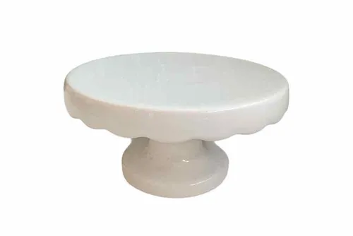 CS162 Cake Stand - White Scalloped