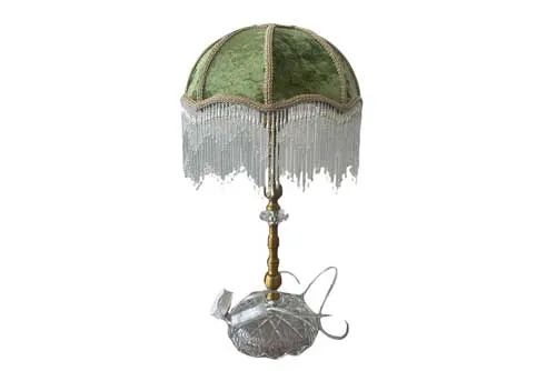 LN191 Green Velvet Lamp Shade - Table Top