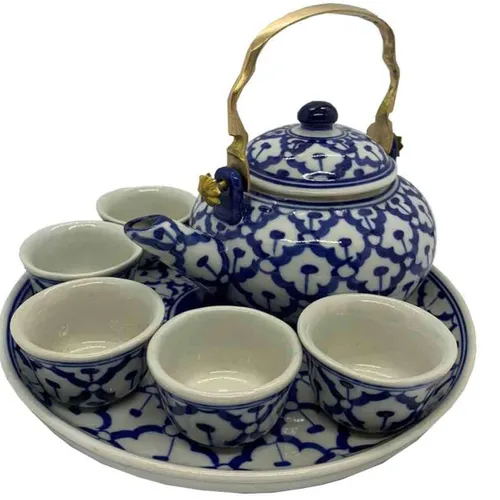 TS082 Teapot Set - Blue & White