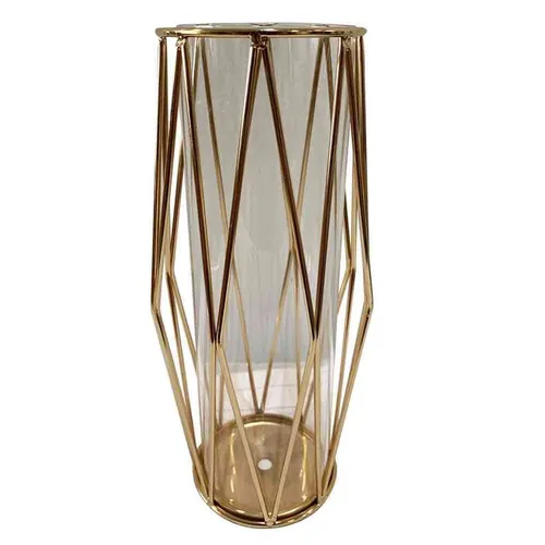 LN045 Geometric Gold Lantern - Large