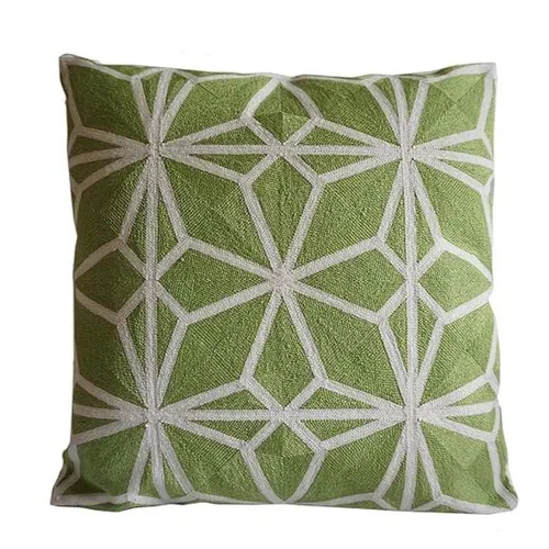 BC04 Cushion - Green & Cream Embroidered