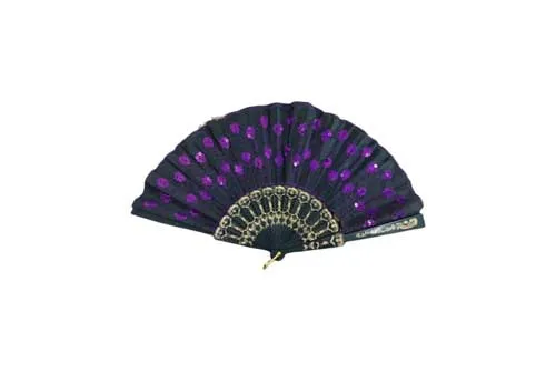PRG071 Lace Fan - Black & Purple