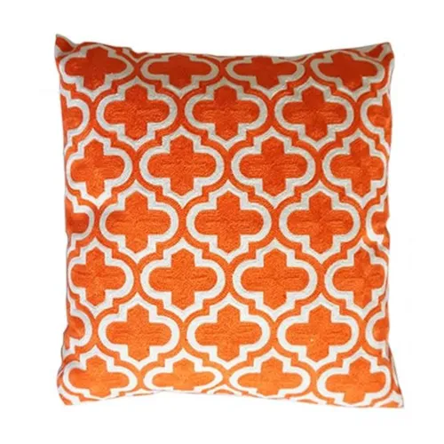 BC05 Cushion - Orange & Cream Embroidered