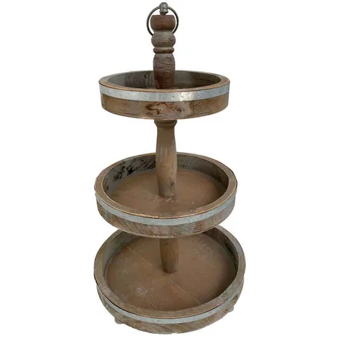 DS128 Dessert Stand - Rustic Wood