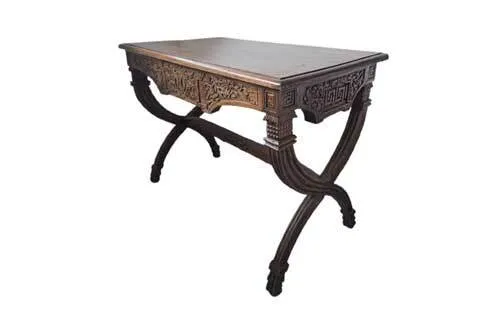 FT084 Table - Antique Carved Oak