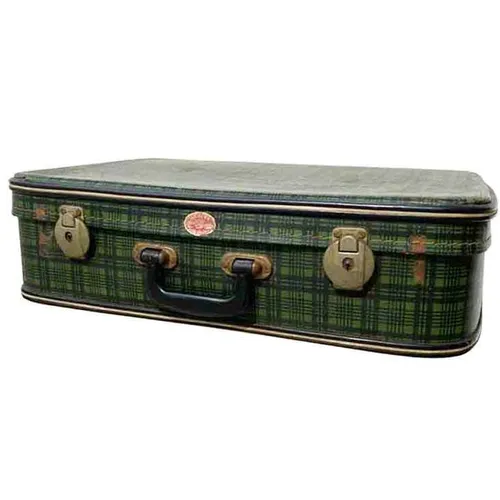 VS04 Vintage Suitcase - Green Tartan
