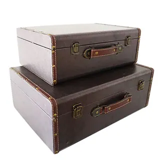 VL032 Vintage Luggage - Dark Brown Large 